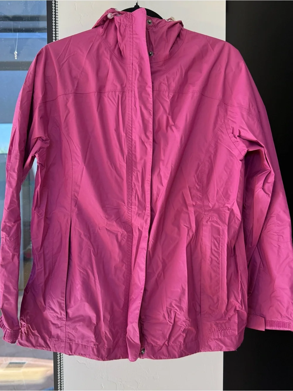 L.L. Bean Pink Hooded rain Jacket